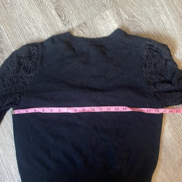 Rebecca Taylor black size large Lace Sleeve Cardigan sweater wool blend - Picture 6 of 7